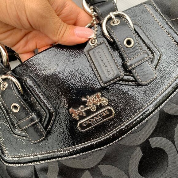 Vintage Black Coach Madison Top Handle Bag w/ Shoulder Strap - Picture 5 of 13